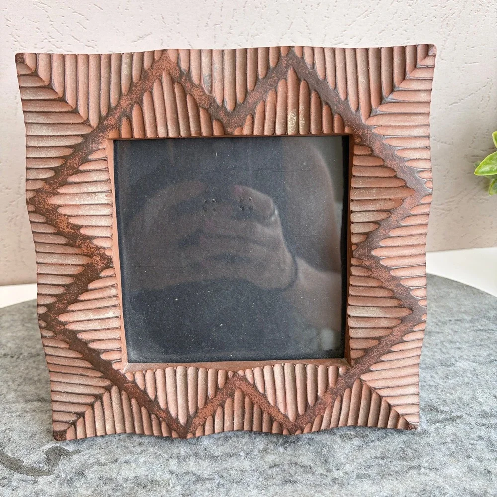 Vintage Picture Frame Set Gold Metal Wood Pier 1 Carved Textured 3 Piece Bundle